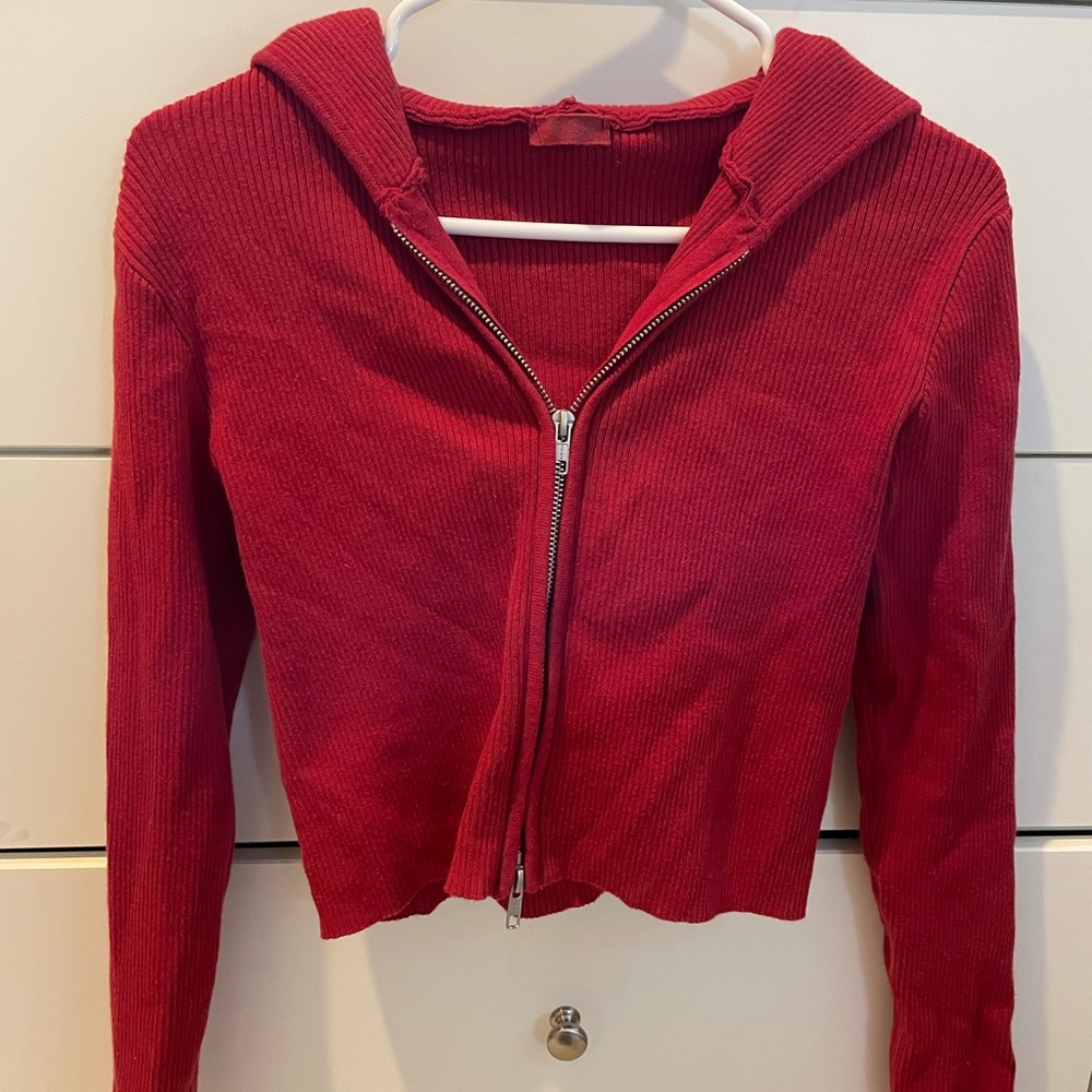 Brandy Melville red zip sweater